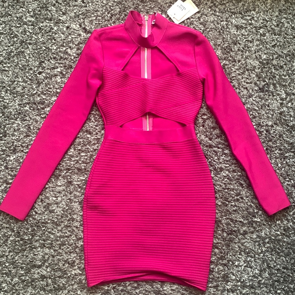Fuschia Tiger mist bandage dress